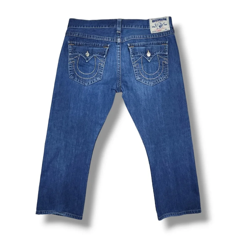 Vintage TRUE RELIGION Section STRAIGHT Size 42x28.5‎ Denim Jeans Made In USA